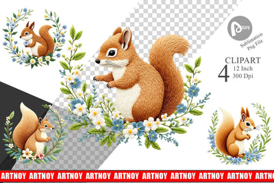 Red Squirrel Clipart Sublimation artnoy 