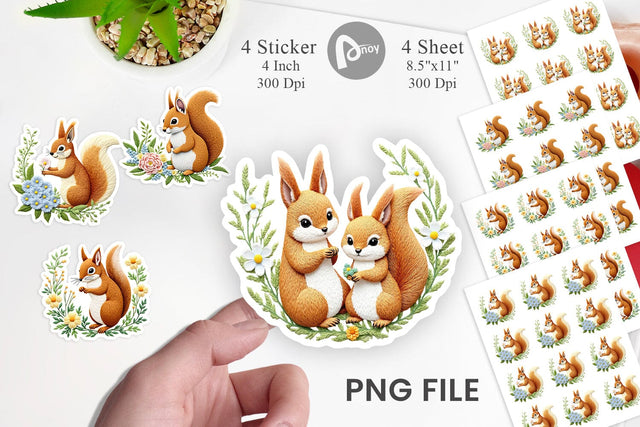 Red Squirrel Sticker Sublimation artnoy 