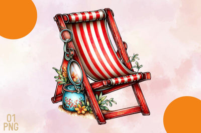 Red Striped Beach Chair PNG Sublimation SVGArt 