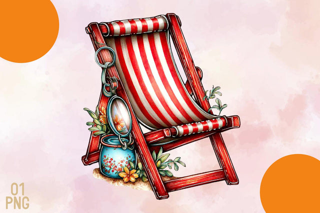 Red Striped Beach Chair PNG Sublimation SVGArt 
