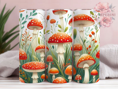 Red Trippy Mushroom 20oz Tumbler, Mushroom Pattern Cup Wrap, Trippy Mushroom Design, Sublimation Tumbler Wrap, 20Oz Tumbler Design, Artistic Mushroom Cup, Stylish Red Mushroom Wrap Sublimation Li Zamperini 