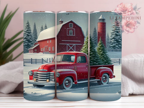 Red Truck 20 oz Skinny Tumbler Sublimation Design, Straight & Tapered Tumbler Png, Vintage Christmas Tumbler Png, Digital Download PNG Sublimation Li Zamperini 
