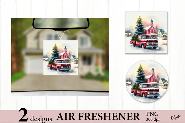 Red Truck Airfresh PNG. Christmas Air Freshener PNG Sublimation Olga Terlyanskaya 