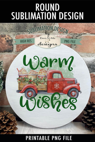 Red Truck Hauling Cocoa Cups with Whipped Cream Sublimation Sublimation Ewe-N-Me Designs 