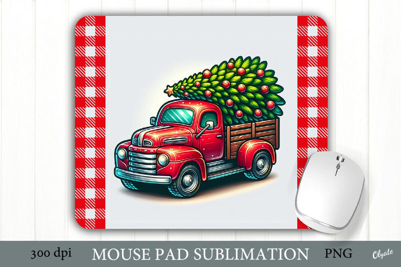 Red Truck Mouse Pad PNG. Winter Mouse Pad PNG Sublimation Olga Terlyanskaya 