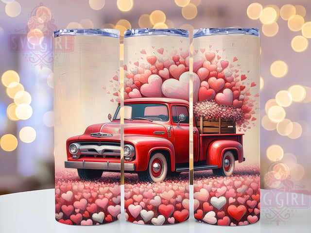 Red Truck Valentine's Tumbler, Red Truck, Valentine Tumbler, 20oz Tumbler Wrap, Heart Sublimation, Cute Valentine Gift, Truck Decor, Valentine's Day Design Sublimation SvggirlplusArt 
