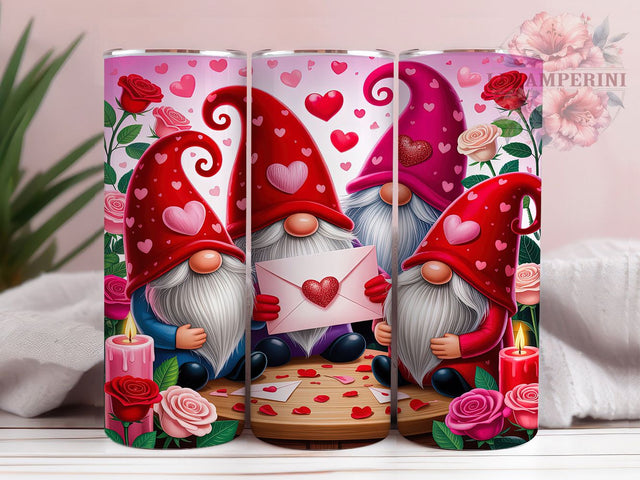 Red Valentine Gnome Tumbler, Cute Valentine Gnome, Red Love Design, 20Oz Wrap Design, Valentine Sublimation, Gnome Heart Art, Romantic Red Theme Sublimation Li Zamperini 