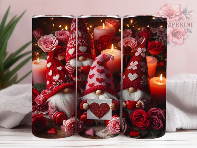 Red Valentine Gnome Tumbler, Cute Valentine Gnome, Red Love Design, 20Oz Wrap Design, Valentine Sublimation, Gnome Heart Art, Romantic Red Theme Sublimation Li Zamperini 