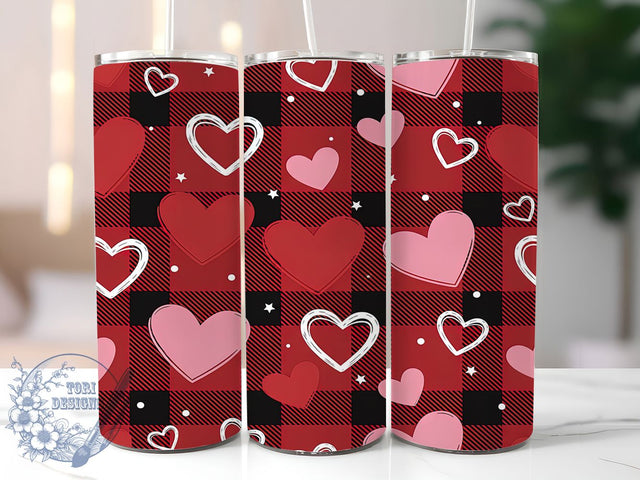 Red Valentine Heart Love Tumbler, Valentine Theme, Romantic Wrap, Sublimation Art, 20oz Tumbler, Love Design, Festive Pattern Sublimation ToriDesigns 