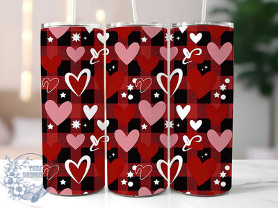 Red Valentine Heart Love Tumbler, Valentine Theme, Romantic Wrap, Sublimation Art, 20oz Tumbler, Love Design, Festive Pattern Sublimation ToriDesigns 