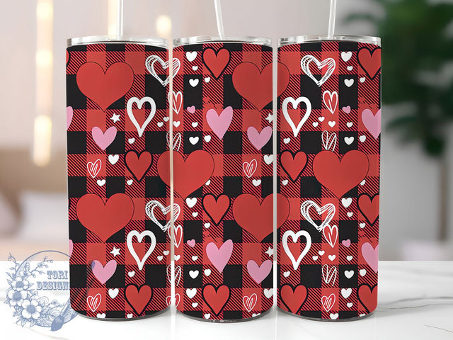 Red Valentine Heart Love Tumbler, Valentine Theme, Romantic Wrap, Sublimation Art, 20oz Tumbler, Love Design, Festive Pattern Sublimation ToriDesigns 