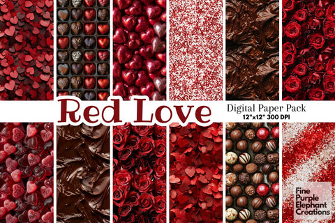 Red Valentine Textures Digital Paper Digital Pattern Fine Purple Elephant Creations 