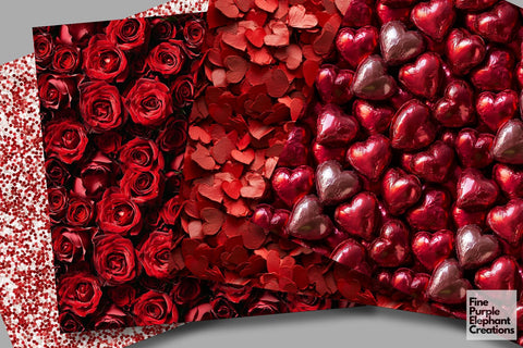 Red Valentine Textures Digital Paper Digital Pattern Fine Purple Elephant Creations 