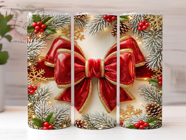 Red Velvet Christmas Bow 20oz Tumbler, Red Velvet Bow, Velvet Christmas Bow, Red Velvet Christmas, Christmas Bow PNG, Velvet Bow Tumbler, Red Christmas Bow, 20oz Tumbler Wrap Sublimation Lara' s Designs 