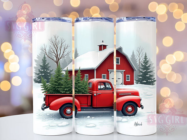 Red Vintage Truck 20oz Tumbler Wrap Sublimation Design, Straight Tapered Tumbler Wrap, Vintage Christmas Tumbler Png, Instant Digital Download Sublimation SvggirlplusArt 