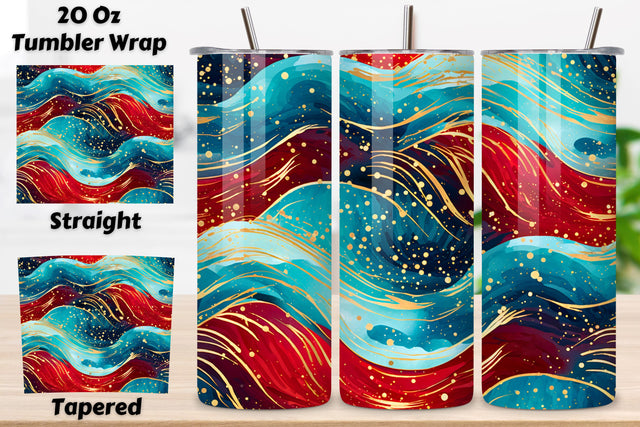 Red Wave Elegance Tumbler Wrap | Sublimation PNG design Sublimation FloridPrintables 