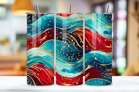 Red Wave Elegance Tumbler Wrap | Sublimation PNG design Sublimation FloridPrintables 