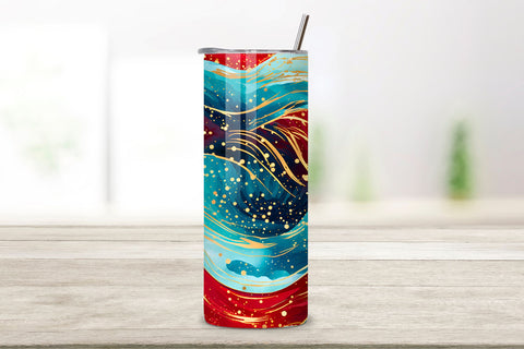 Red Wave Elegance Tumbler Wrap | Sublimation PNG design Sublimation FloridPrintables 