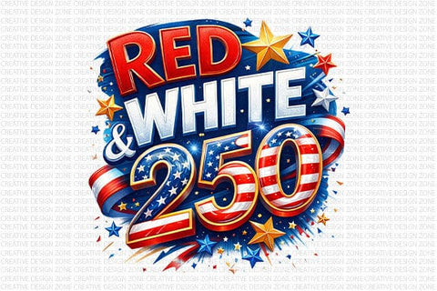 Red White 250 Patriotic PNG | Americana Sublimation Digital Download SVG BillahCrafts 