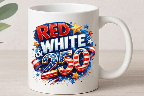 Red White 250 Patriotic PNG | Americana Sublimation Digital Download SVG BillahCrafts 