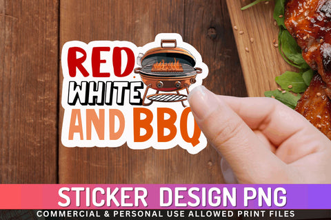 Red white and bbq Sticker Design Sublimation Regulrcrative 