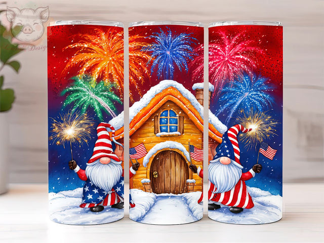 Red White and Blue Gnome 20oz Tumbler Png, Straight & Tapered Tumbler Png, 4th of July Tumbler Png, Digital Download PNG Sublimation Lara' s Designs 
