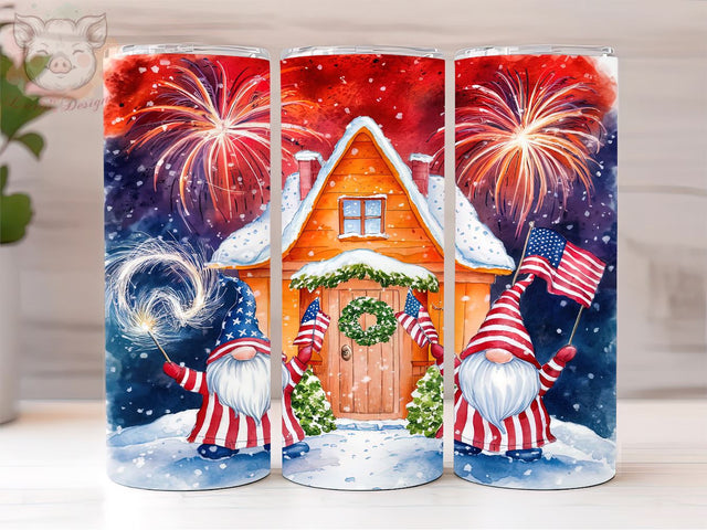 Red White and Blue Gnome 20oz Tumbler Png, Straight & Tapered Tumbler Png, 4th of July Tumbler Png, Digital Download PNG Sublimation Lara' s Designs 