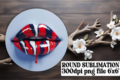 Red, White, and Blue Kisses Keychain & Coaster Sublimation afrosvg 