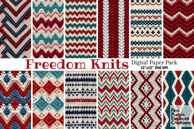 Red White and Blue Knit Fabric Texture Sublimation Digital Pattern Fine Purple Elephant Creations 