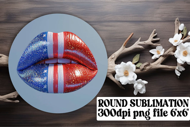 Red, White, and Blue Lip Art Sublimation afrosvg 