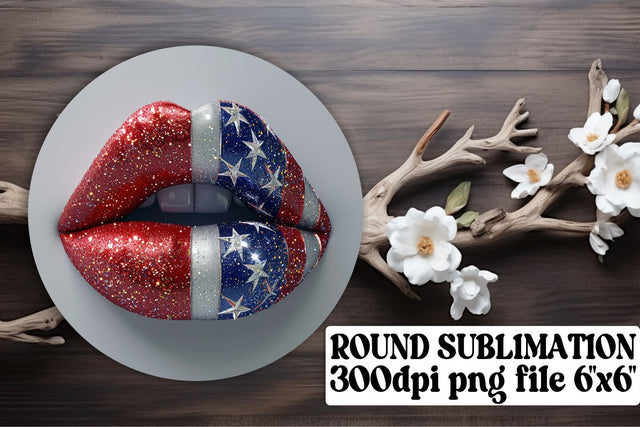 Red, White, and Blue Lip Designs Set Sublimation afrosvg 
