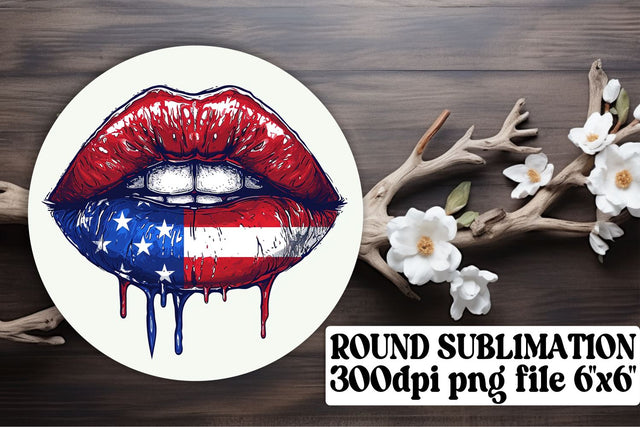 Red, White, and Blue Lip Kisses Collection Sublimation afrosvg 
