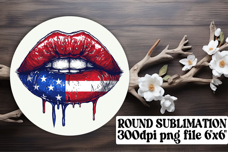 Red, White, and Blue Lip Kisses Collection Sublimation afrosvg 