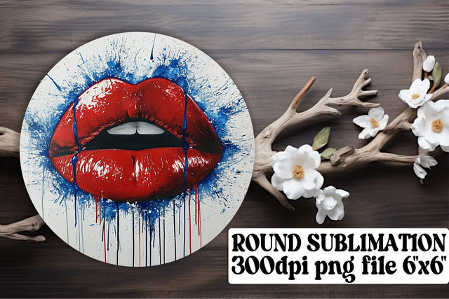 Red, White, and Blue Lip Kisses Trio Sublimation afrosvg 