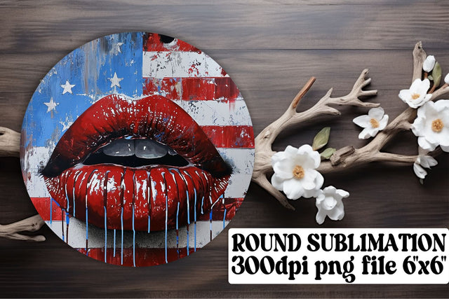 Red, White, and Blue Lip Prints Set Sublimation afrosvg 