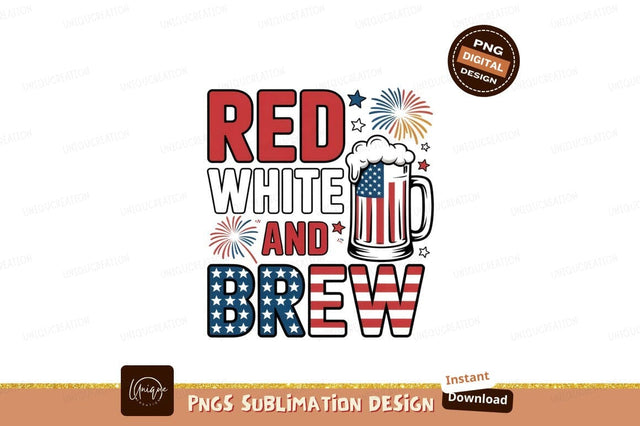 Red white and brew fireworks blue beer Sublimation Designangry 