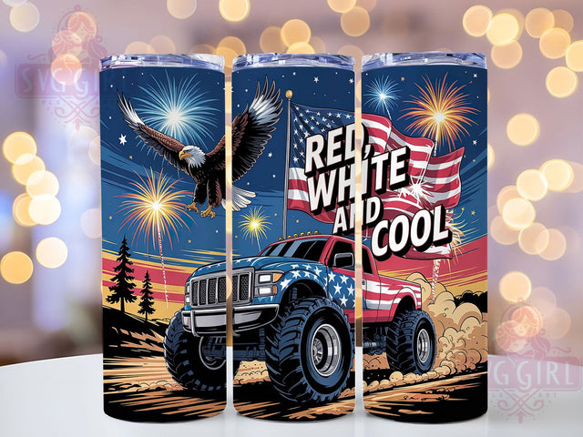 Red, White, and Cool 4th of July Tumbler, Red White and Cool Tumbler, Patriotic Sublimation Wrap, USA Tumbler Design, Independence Day Tumbler, American Flag Tumbler, July 4th Drinkware Sublimation SvggirlplusArt 