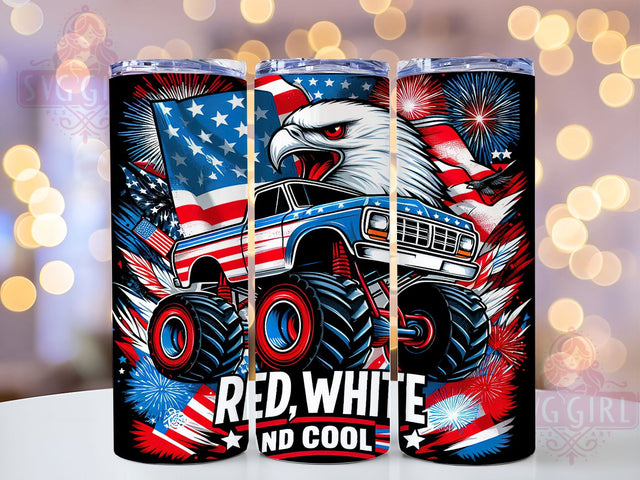 Red, White, and Cool 4th of July Tumbler, Red White and Cool Tumbler, Patriotic Sublimation Wrap, USA Tumbler Design, Independence Day Tumbler, American Flag Tumbler, July 4th Drinkware Sublimation SvggirlplusArt 