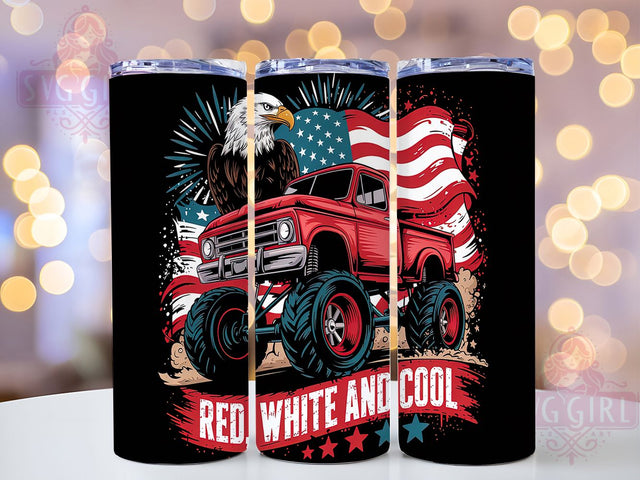 Red, White, and Cool 4th of July Tumbler, Red White and Cool Tumbler, Patriotic Sublimation Wrap, USA Tumbler Design, Independence Day Tumbler, American Flag Tumbler, July 4th Drinkware Sublimation SvggirlplusArt 