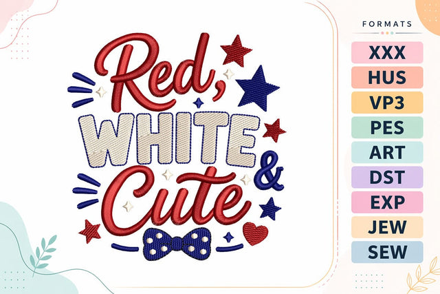 Red White and Cute 4th of July Embroidery Design Embroidery/Applique DESIGNS sg embroidery 