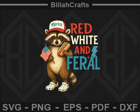 Red White and Feral Raccoon 4th of July SVG SVG BillahCrafts 