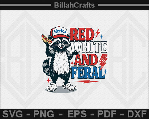 Red White and Feral Raccoon 4th of July SVG SVG BillahCrafts 