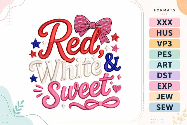 Red White And Sweet 4th of July Quote Embroidery Design Embroidery/Applique DESIGNS sg embroidery 