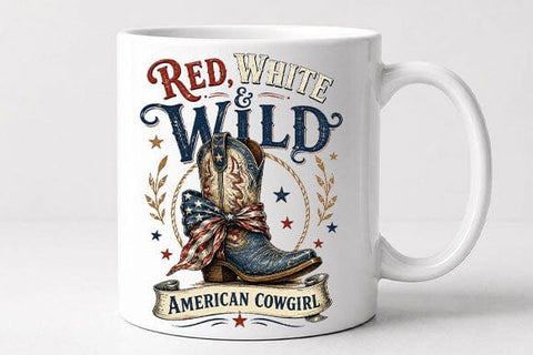 Red White and Wild American Cowgirl PNG | Patriotic Cowgirl Sublimation PNG SVG BillahCrafts 