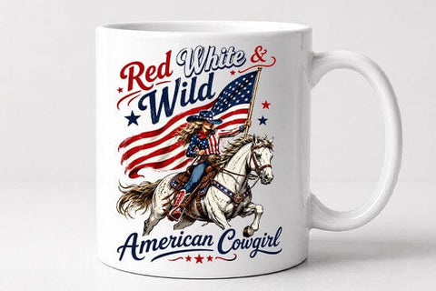 Red White and Wild American Cowgirl PNG | Patriotic Cowgirl Sublimation PNG SVG BillahCrafts 
