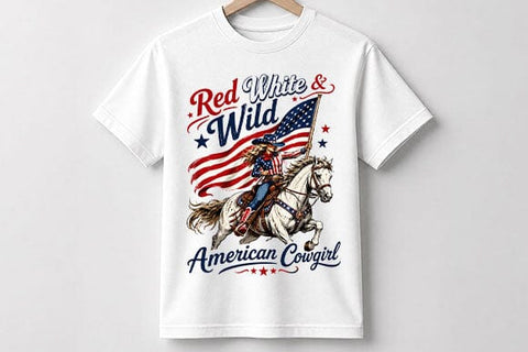 Red White and Wild American Cowgirl PNG | Patriotic Cowgirl Sublimation PNG SVG BillahCrafts 