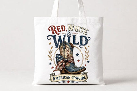 Red White and Wild American Cowgirl PNG | Patriotic Cowgirl Sublimation PNG SVG BillahCrafts 