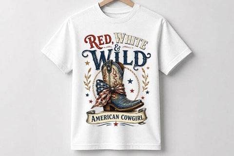 Red White and Wild American Cowgirl PNG | Patriotic Cowgirl Sublimation PNG SVG BillahCrafts 