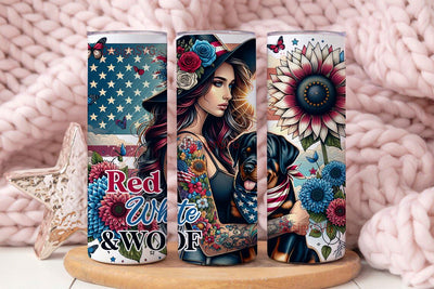 Red White and Woof 4th July Dog Mom Tumbler Wrap, Dog Quote 20 oz Skinny Sublimation Design, Dog Owner Tumbler PNG Sublimation DesignSVG 
