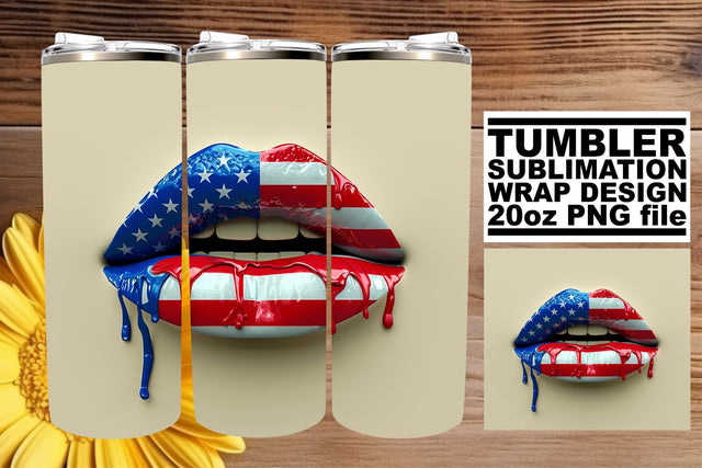 Red, White & Beautiful: Patriotic Lip Art Sublimation afrosvg 